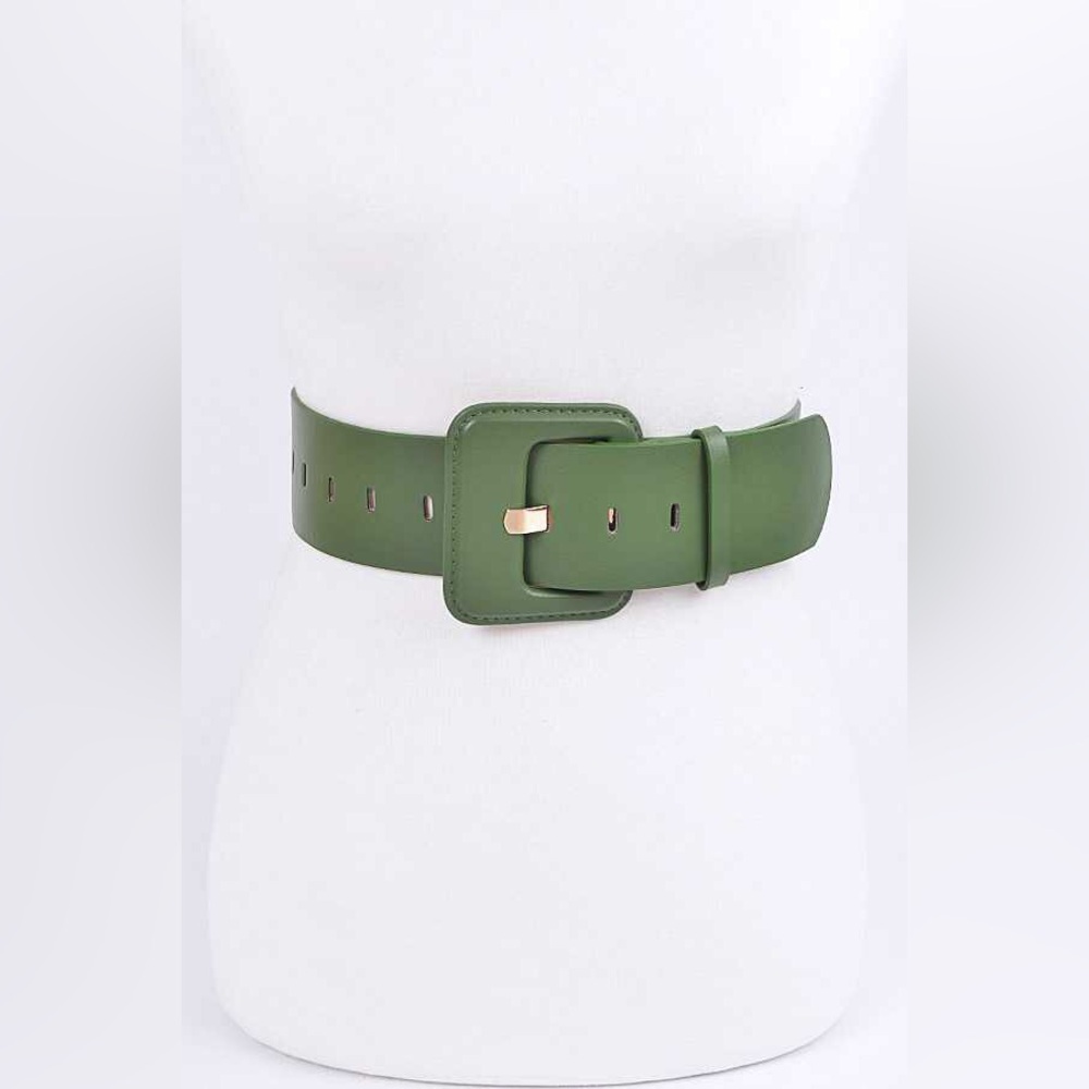 Solid Color Vegan Leather Statement Belt